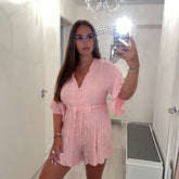 Pink button up playsuit