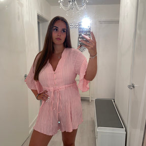 Pink button up playsuit