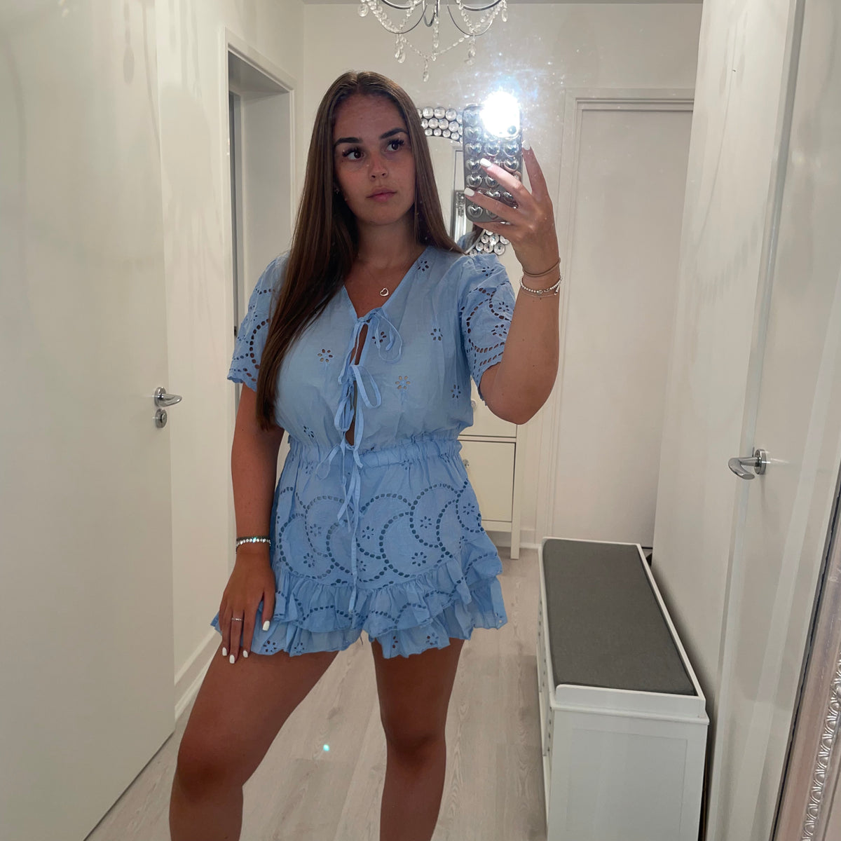 Blue broderie anglaise playsuit