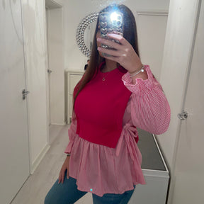 Fuchsia stripe bow shirt jumper