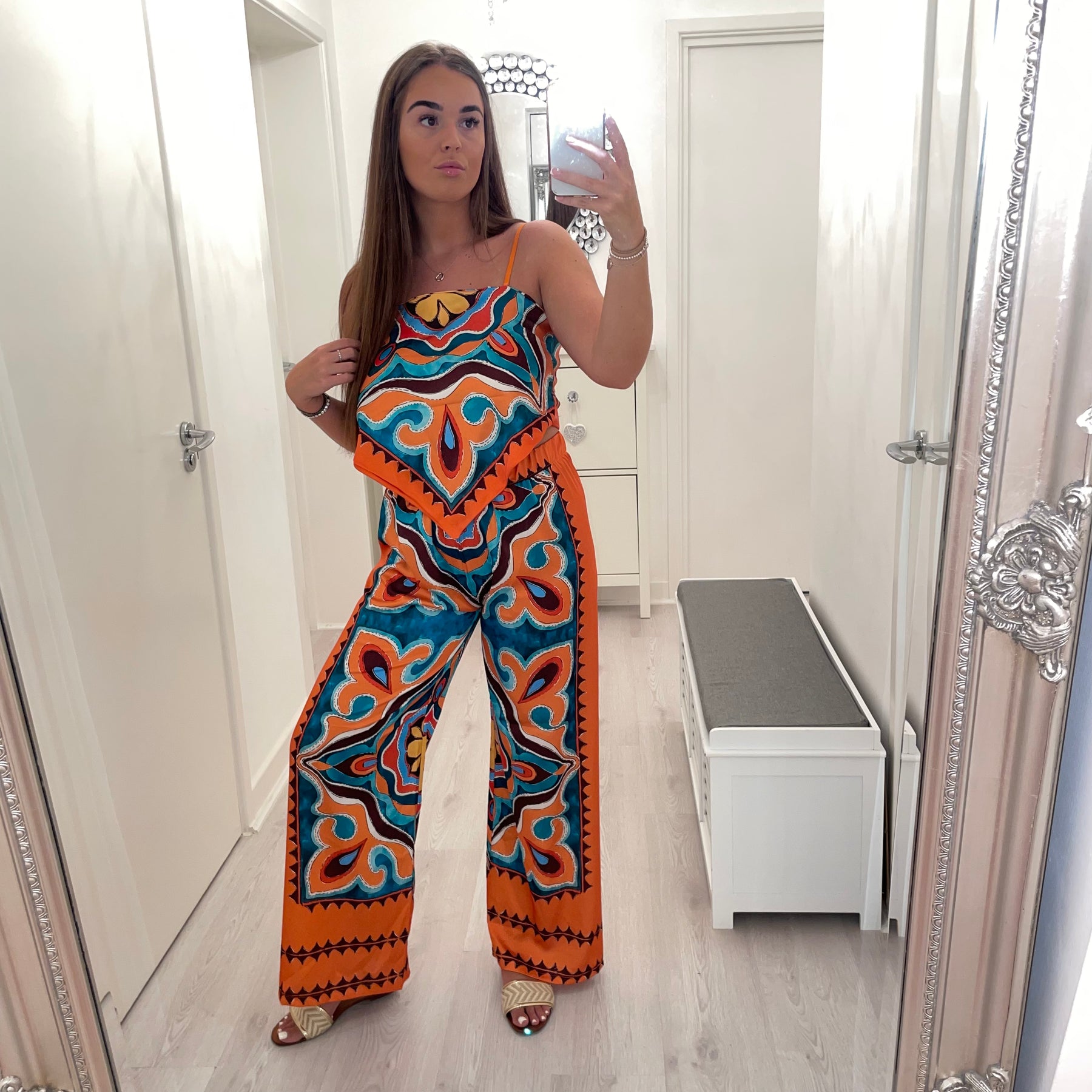 Patterned trouser set